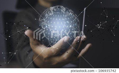 Digital marketing global network and data exchanges over the world 3D rendering Digital marketing global network and data exchanges over the world 3D rendering 106935742