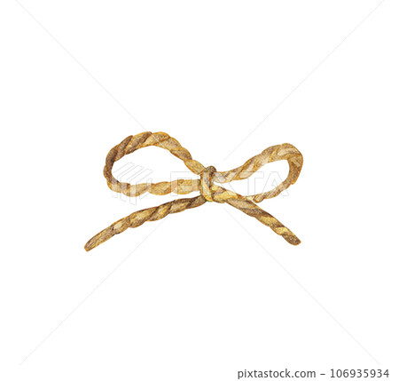 Watercolor painting of Brown rope bow. Watercolor painting of Brown rope bow. 106935934