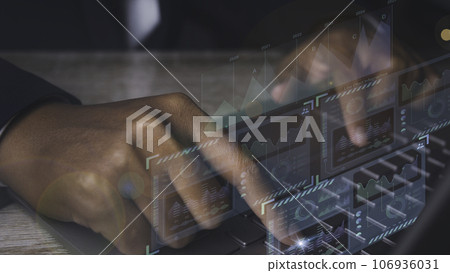 Business analysis, Analyst working Data Management System on virtual screen. Business analysis, Analyst working Data Management System on virtual screen. 106936031