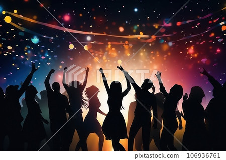 Large group of young people are dancing in a nightclub. Large group of young people are dancing in a nightclub. 106936761
