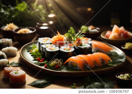 Sushi at dark view 106936797