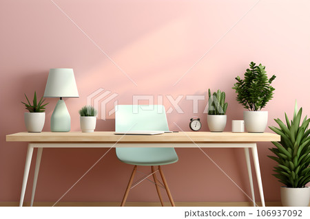 Minimal frame decoration on pastel pink wall. working area for Interior design. Minimal frame decoration on pastel pink wall. working area for Interior design. 106937092