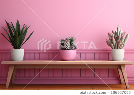 Minimal frame decoration on pastel pink wall. working area for Interior design. Minimal frame decoration on pastel pink wall. working area for Interior design. 106937093