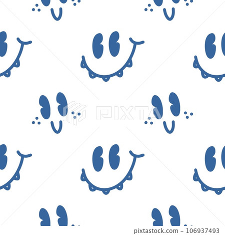 Fun colourful simple line doodle seamless pattern.cute kawaii monster smiley Halloween retro  minimal style art background for baby shower , wallpaper ,backdrop ,nursery, book cover, fabric  print  106937493
