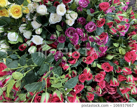 Pastel Artificial Colorful Flowers Background. Pastel Artificial Colorful Flowers Background. 106937667