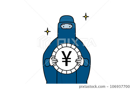 外匯收益和強勢日元的形象,穿著長袍的伊斯蘭婦女 外匯收益和強勢日元的形象,穿著長袍的伊斯蘭婦女 106937700