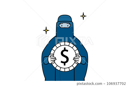 外匯收益和強勢美元的形象，穿著罩袍的伊斯蘭婦女 106937702