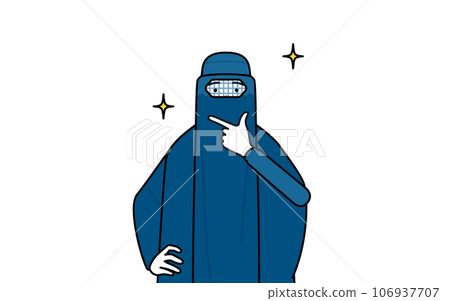 身穿罩袍的穆斯林婦女自信地擺出姿勢 身穿罩袍的穆斯林婦女自信地擺出姿勢 106937707