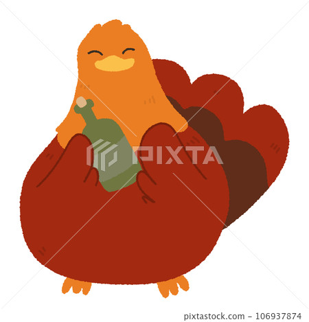 cute kawaii turkey thanksgiving cartoon watercolour  106937874