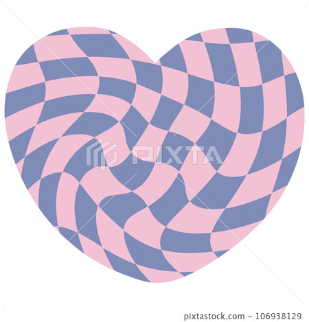 heart abstract check board groovy y2k retro cute kawaii pastel  106938129
