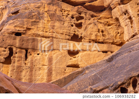 Ancient stone pilgrimage library writings at Jabal Ikmah, Al Ula, Saudi Arabia 106938282