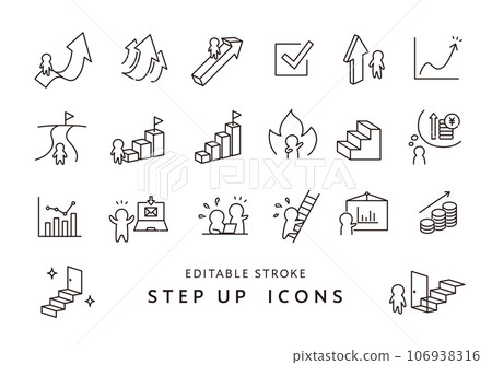 Icon set 2 related to step-up (monochrome) 106938316