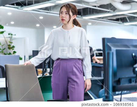 A woman working in a free address office A woman working in a free address office 106938561