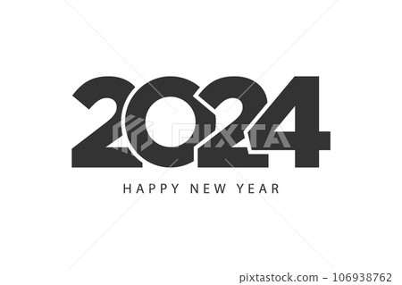 Simple style lines happy new year 2024 black white theme Simple style lines happy new year 2024 black white theme 106938762