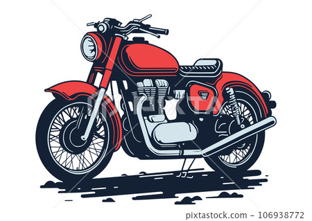 Classic motorcycle vector illustration. Motor bike for logo, biker club emblem, sticker, t shirt design print. Classic motorcycle vector illustration. Motor bike for logo, biker club emblem, sticker, t shirt design print. 106938772