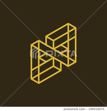 Initial letter n block golden geometric logo Initial letter n block golden geometric logo 106938835