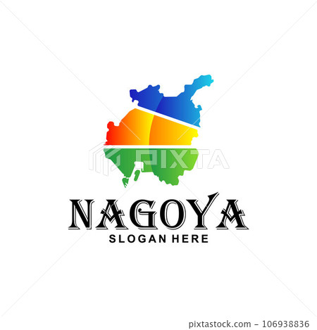 Nagoya city japan map colorful creative design 106938836