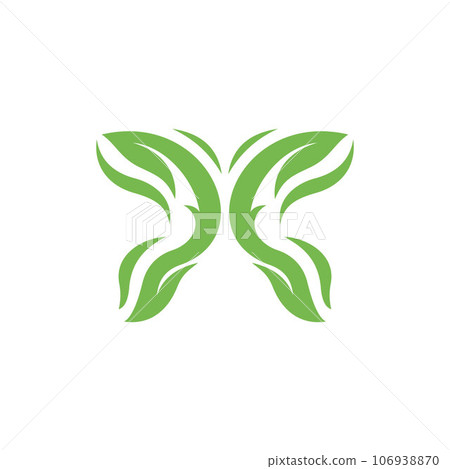 Green butterfly leaf nature modern logo 106938870
