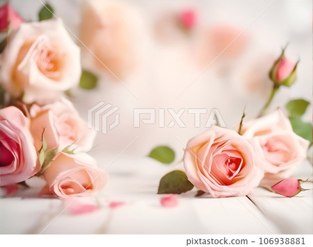 Soft blur background with rose. Template romantic greeting card with floral 106938881