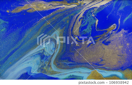 Gold and Blue Marble Liquid Pattern. Gold and Blue Marble Liquid Pattern. 106938942
