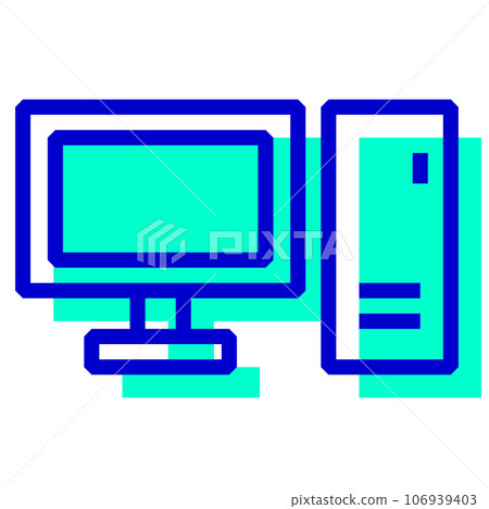 Two color style icons representing devices, computers and monitors 106939403