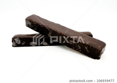 Chocolate bars isolated on white background 106939477