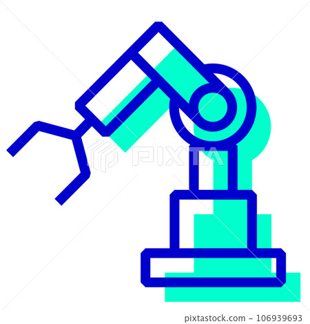 代表人工智能、機器人、機器人、機器人手臂、機器人技術的雙色風格圖標 106939693