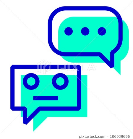 代表人工智能、機器人、機器人、聊天、聊天機器人的雙色風格圖標 106939696