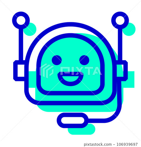 代表人工智能、機器人、機器人和操作員的兩種顏色樣式圖標 代表人工智能、機器人、機器人和操作員的兩種顏色樣式圖標 106939697