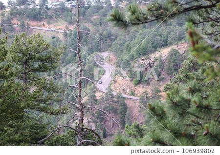 Mountain Pass Driving down from Estes Park 106939802