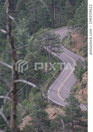 Mountain Pass Driving down from Estes Park Mountain Pass Driving down from Estes Park 106939822