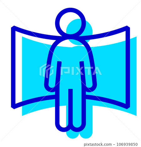 Two-color style icon representing VR, screen, panorama 106939850