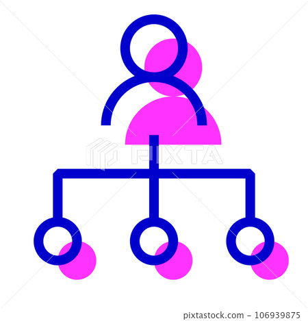 Two-color style icon representing DX, network diagram 106939875