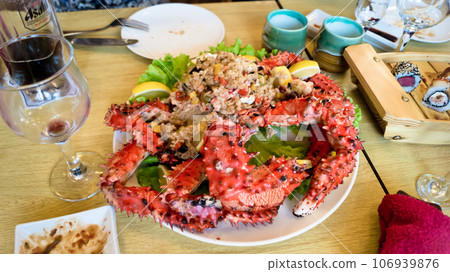 Kamchatka crab dishes.  106939876