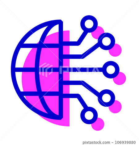 Two-color style icon representing DX, Global, Earth 106939880