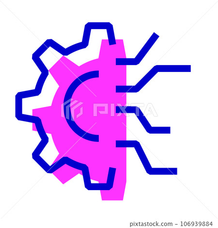 DX, two color style icon representing mechanization 106939884