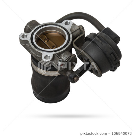 Car part engine throttle valve opened by the gas pedal to supply more air to the engine. Spare parts catalog for vehicles from the junkyard. 106940073