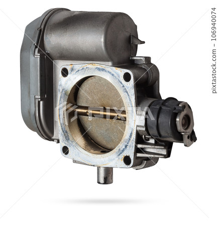 Car part engine throttle valve opened by the gas pedal to supply more air to the engine. Spare parts catalog for vehicles from the junkyard. 106940074