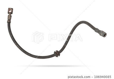 A metal brake pipe is part of the vehicle brake system, which supplies brake fluid under pressure to the service brake cylinders or calipers on wheels. Spare parts for sale in auto service. A metal brake pipe is part of the vehicle brake system, which supplies brake fluid under pressure to the service brake cylinders or calipers on wheels. Spare parts for sale in auto service. 106940085