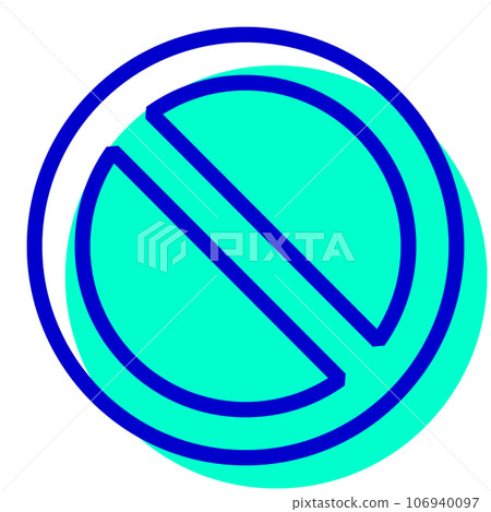 Two-color style icon representing traffic sign, vehicle closure 106940097