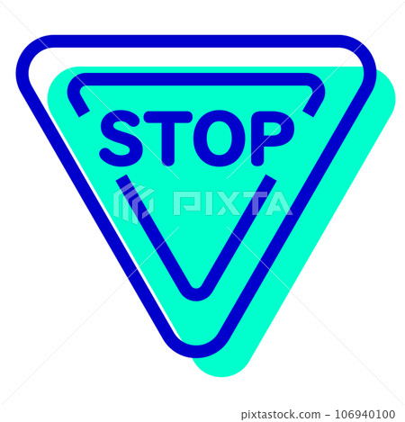 Two color style icons representing traffic signs, pause, stop, stop Two color style icons representing traffic signs, pause, stop, stop 106940100