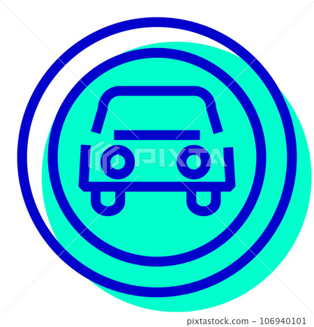Bicolor style icon representing traffic sign, car only, car Bicolor style icon representing traffic sign, car only, car 106940101