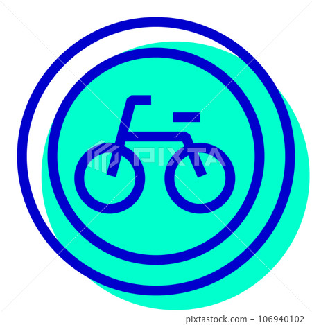 Bicolor style icon representing traffic sign, bicycle only, bicycle Bicolor style icon representing traffic sign, bicycle only, bicycle 106940102