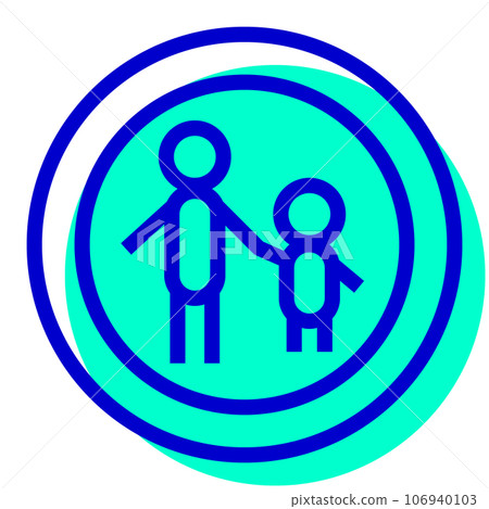 Bicolor style icon representing traffic sign, pedestrian only, pedestrian 106940103