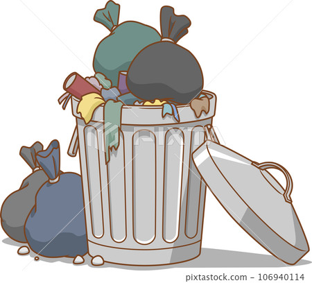 Vector illustration of overflowing trash can. 106940114