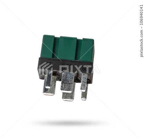 Electric relay, Electrical Auxiliary Relay, Coil Power Relay, magnetic contactor, 12v auto part isolated on white background. Electric relay, Electrical Auxiliary Relay, Coil Power Relay, magnetic contactor, 12v auto part isolated on white background. 106940141