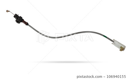 Metal cable parking brake isolated on white background. Auto service industry. Parts catalog. Auto service industry. Spare parts catalog. Metal cable parking brake isolated on white background. Auto service industry. Parts catalog. Auto service industry. Spare parts catalog. 106940155