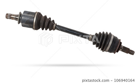 Car spare part - wheel drive cv joint on white isolated background. Catalog of spare parts for car service. 106940164