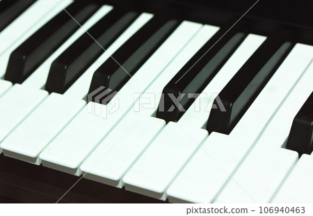 Black white keys piano, synthesizer up close in recording studio.Professional Hi-Fi sound equipment for music producer. Keyboard for making music. A musical instrument photography. Electronic music. Black white keys piano, synthesizer up close in recording studio.Professional Hi-Fi sound equipment for music producer. Keyboard for making music. A musical instrument photography. Electronic music. 106940463