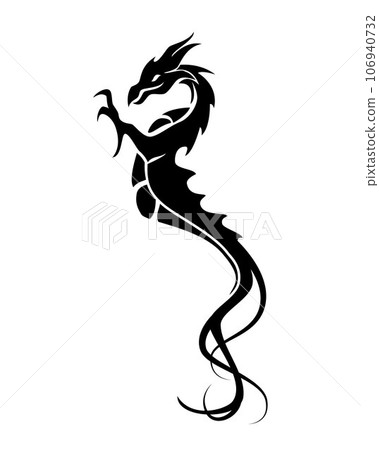 Dragon symbol tattoo, black and white vector illustration Dragon symbol tattoo, black and white vector illustration 106940732